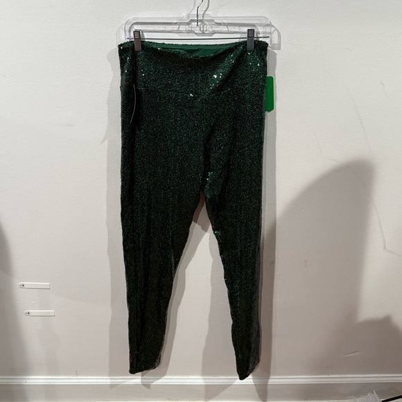 NWT - Tipsy Elves Dark Green Sequin High Waisted Leggings - Picture 3 of 6